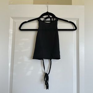 Brandy Melville John Galt Tie-Back Backless Halter Top in Black